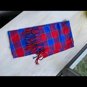 Hollister Red and Blue Plaid Blanket Scarf